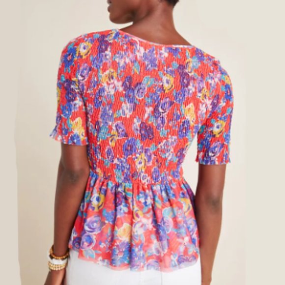 Maeve Ashton Smocked Peplum Top - Picture 2 of 10